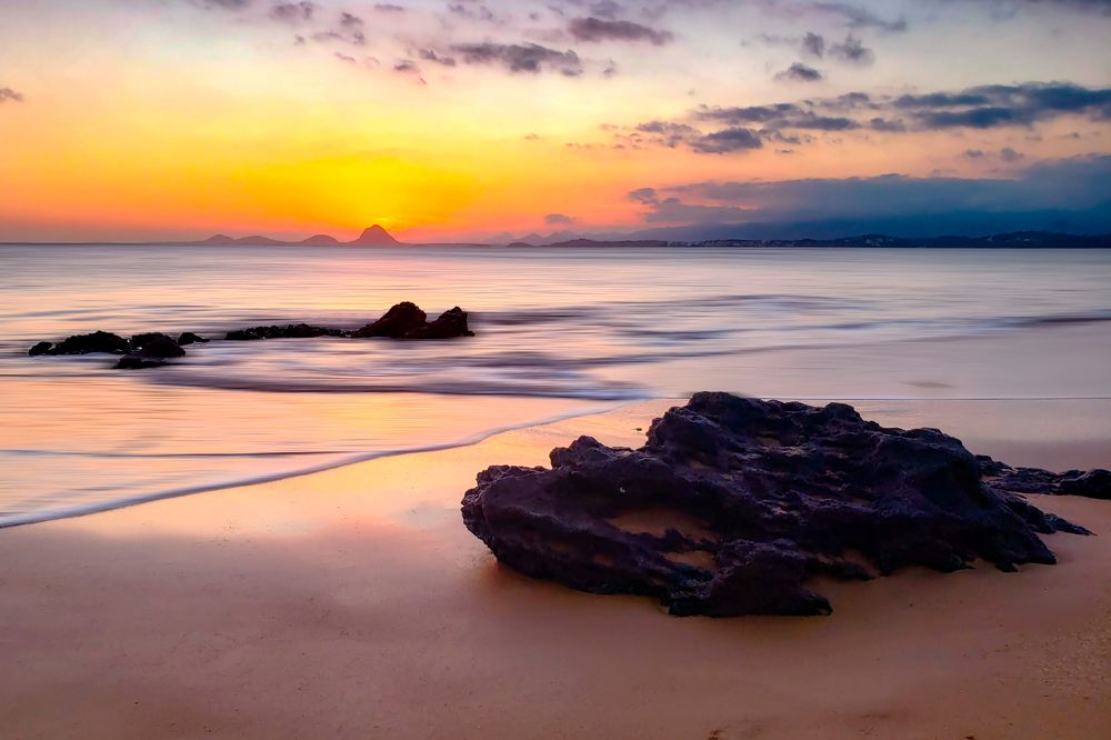 Sunset at Castelhanos Beach, Anchieta, ES, Brazil
