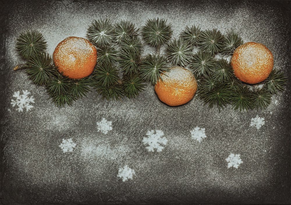 Снежинки-мандаринки