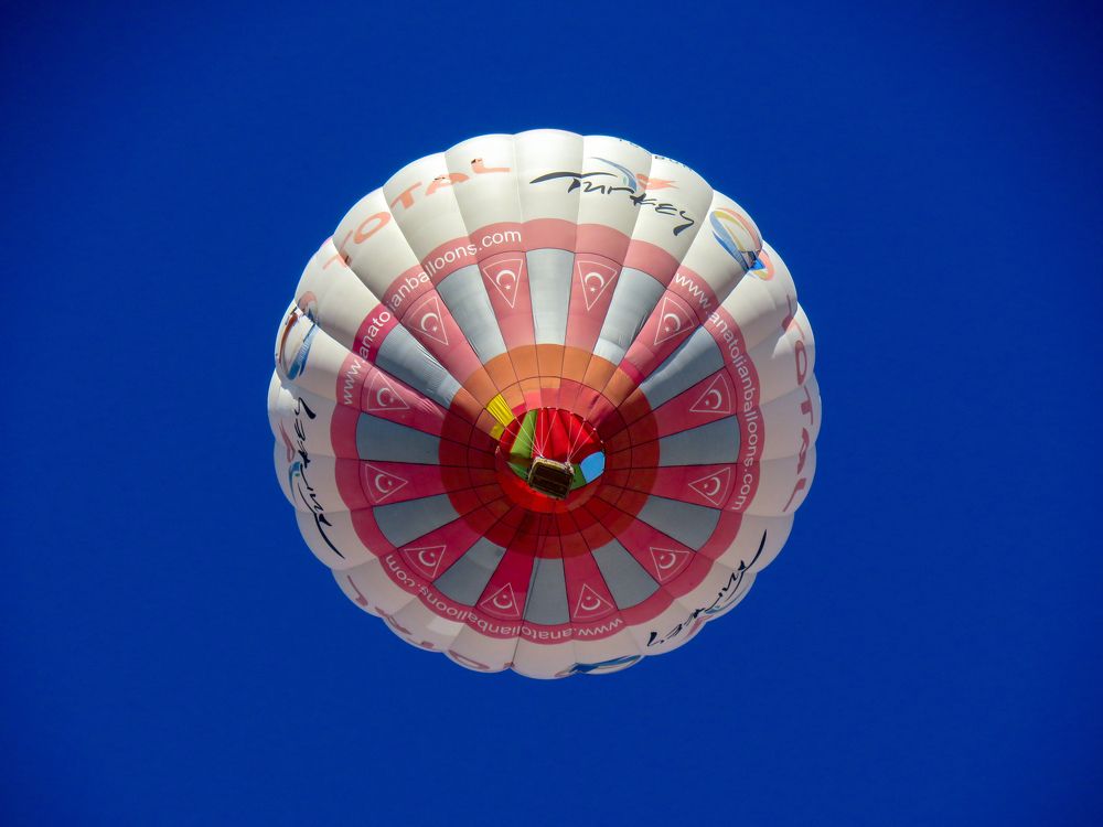 Hot air balloon against blue sky
