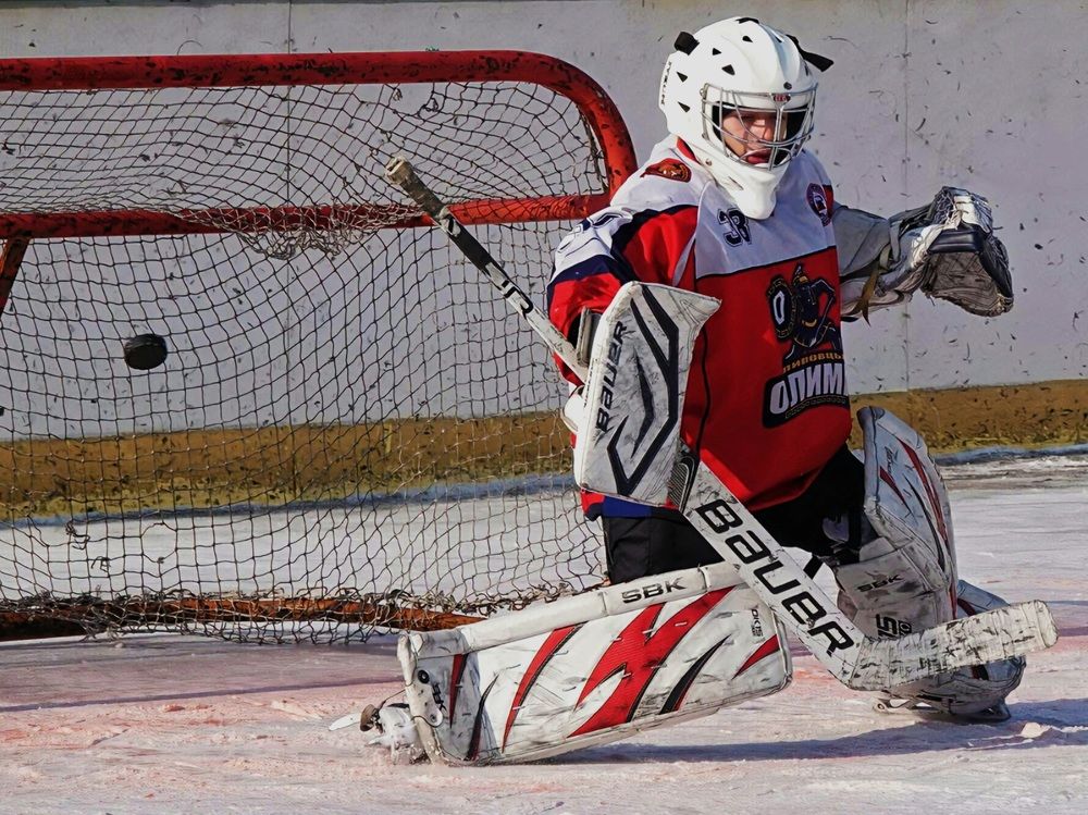 Шайба в воротах.