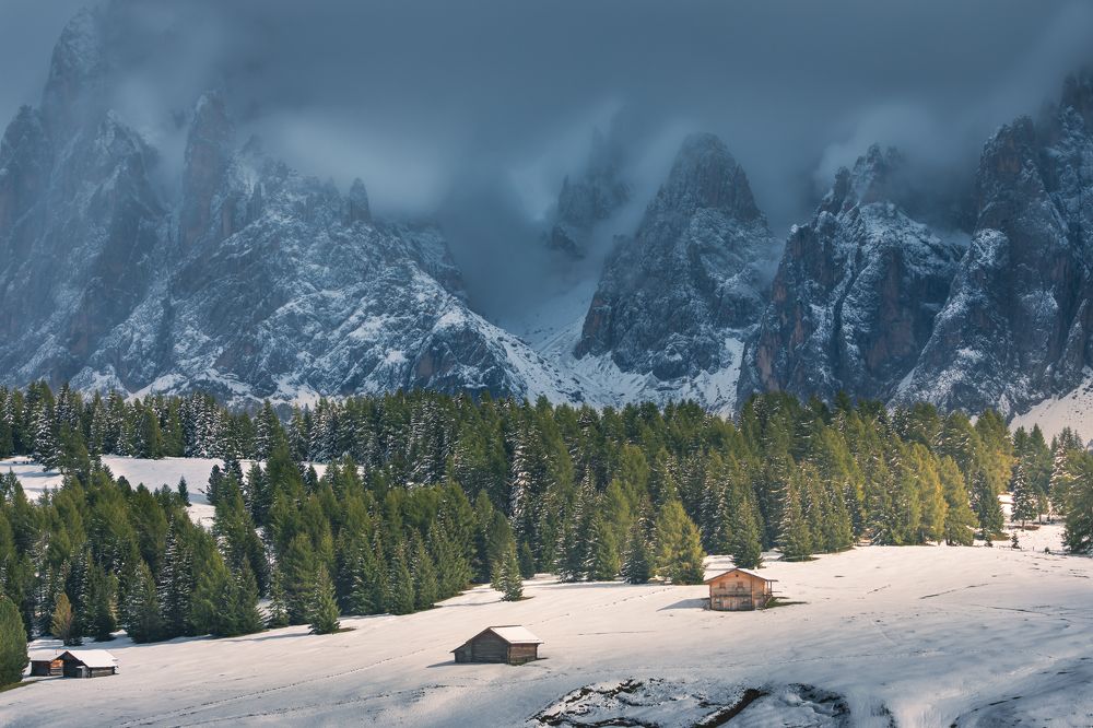 The Huts in the alpine meadow