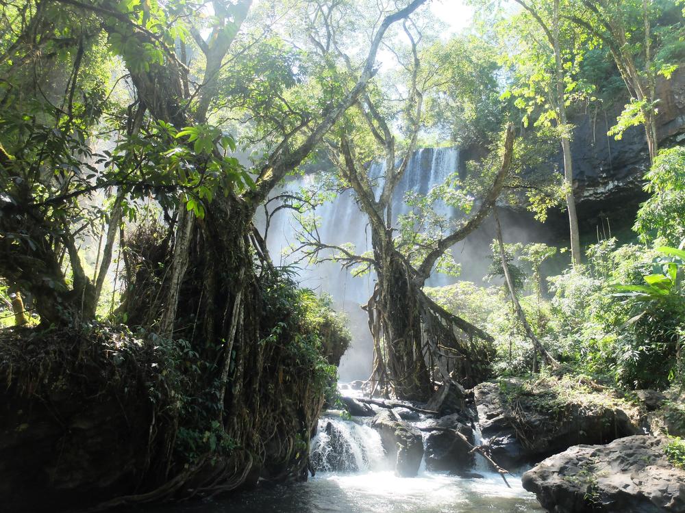утро на водопаде