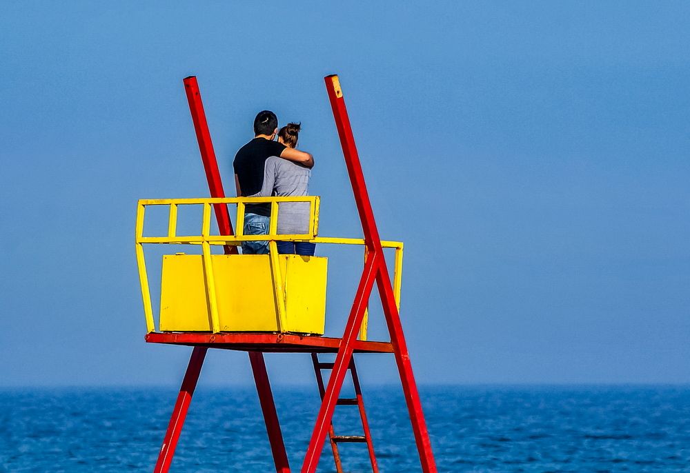 Looking at the sea .