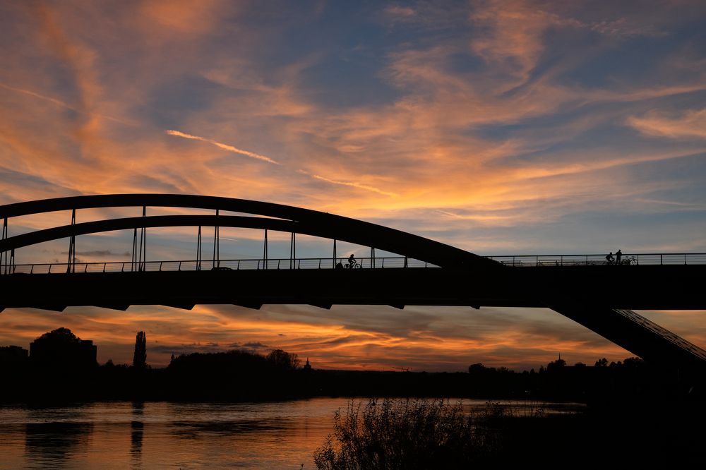 Sunset over Elbe river