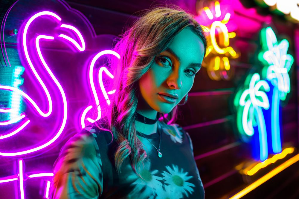 Neon portrait of girl