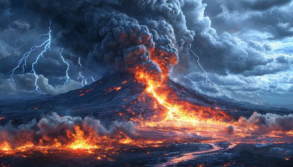 Извержение вулкана.