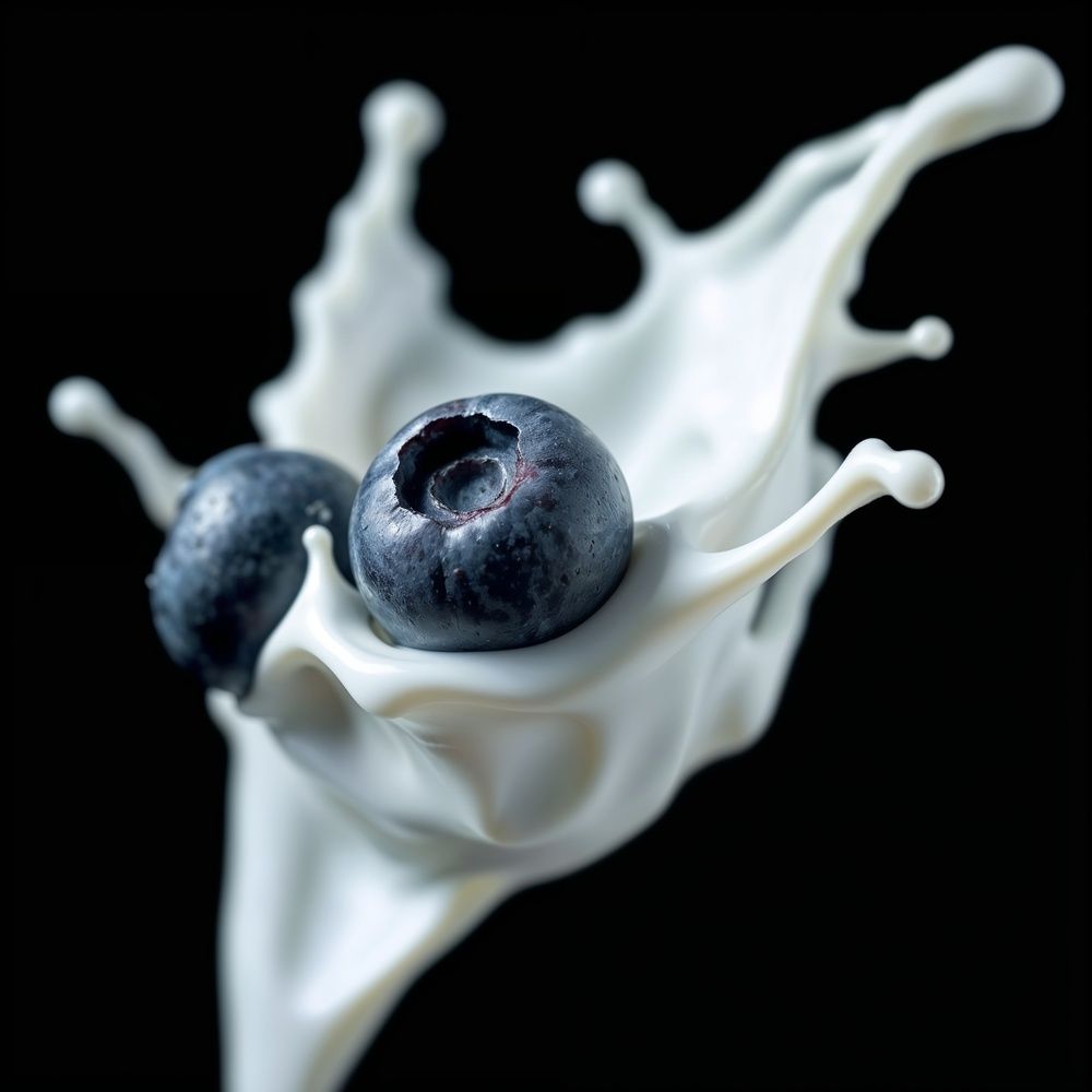 Blueberries and milk.