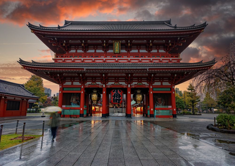 Moving of man with umbrella