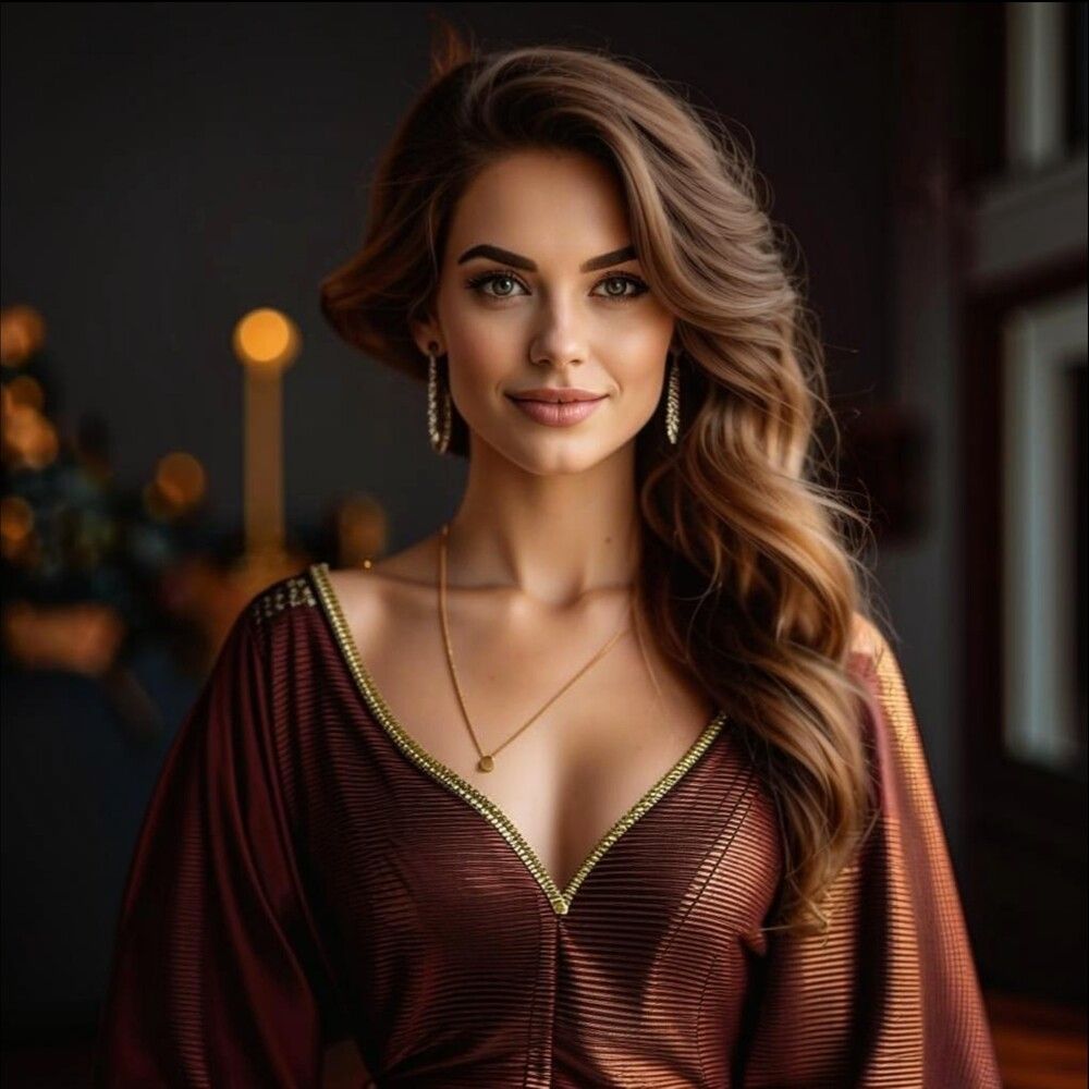 Beautiful natural makeup toothy smiling woman with long hair style