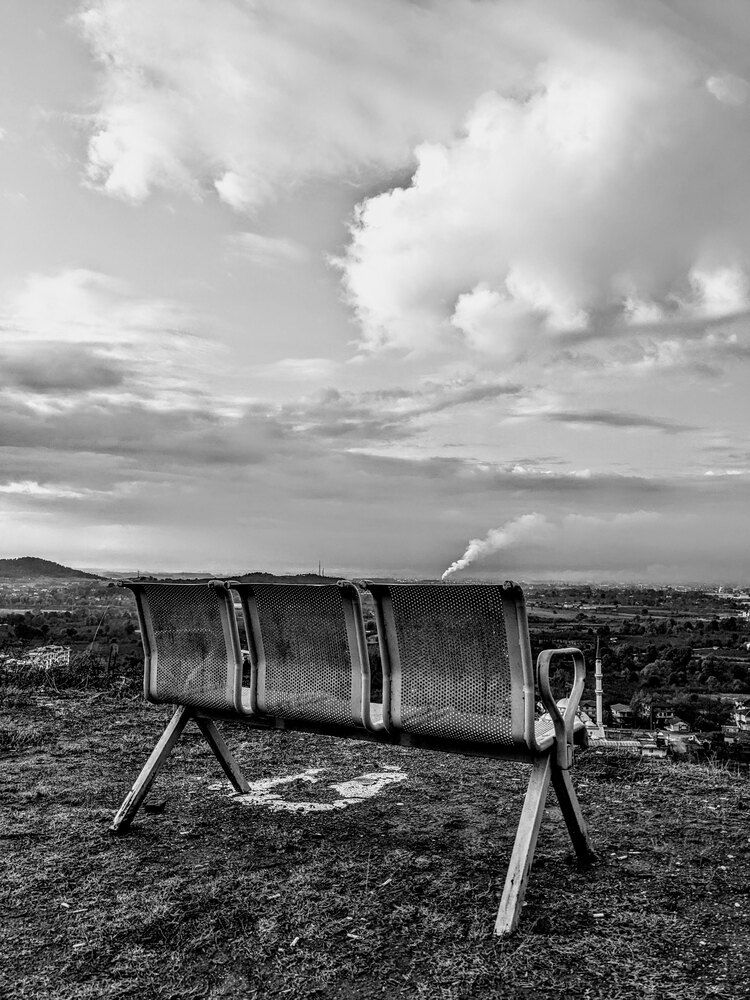 Bench watching the distant fire