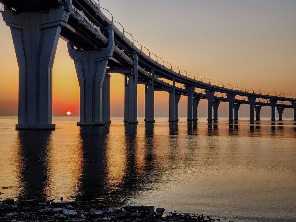 Bridge at sunset.