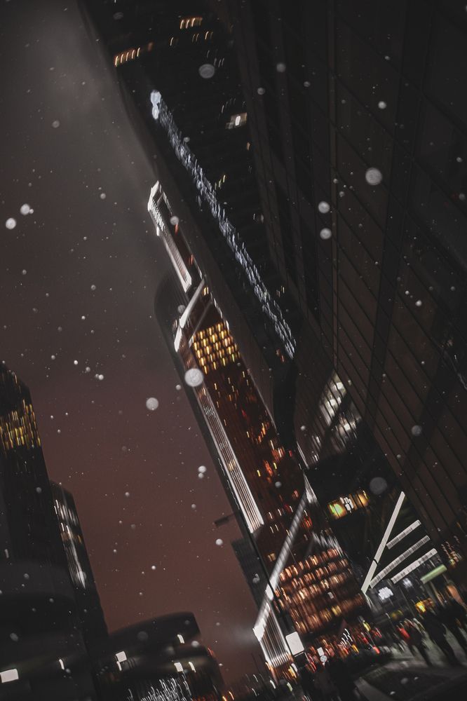 Moscow city on a snowy day