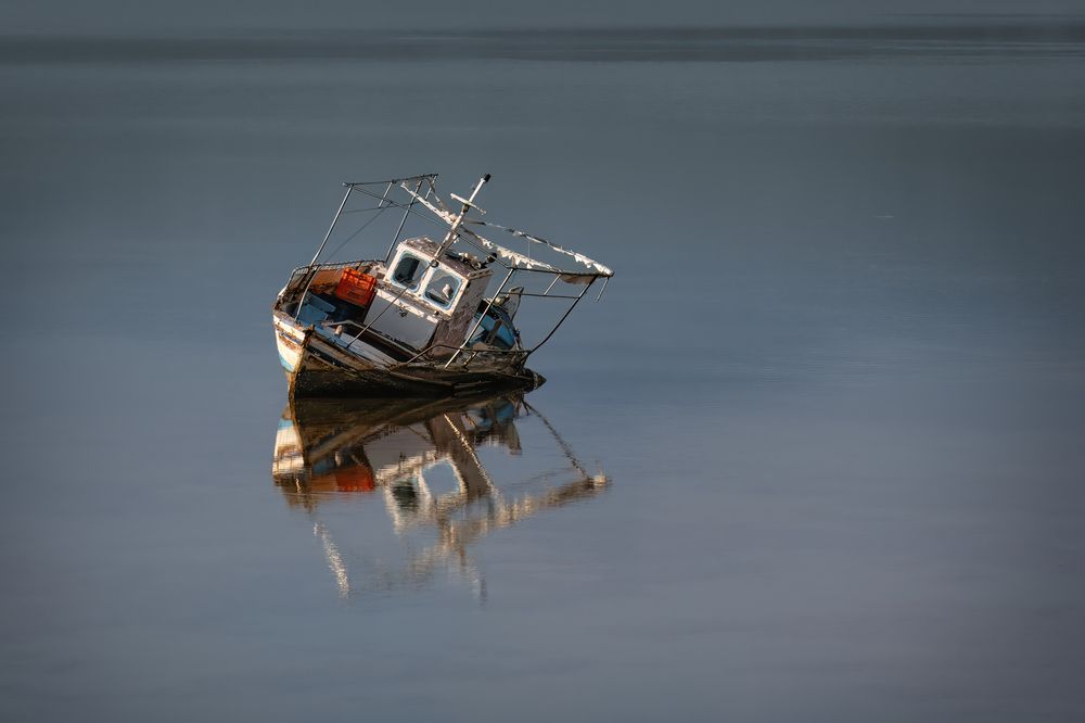 Abandoned boat aground