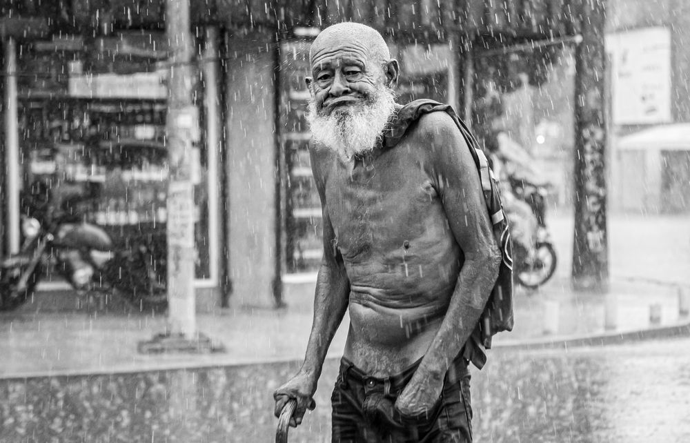the old man in the rain