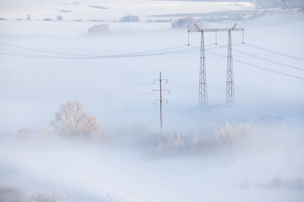 Туман в Домодедово, Московская область.