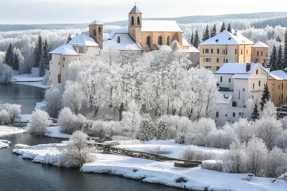 Příměstská zimní krajina