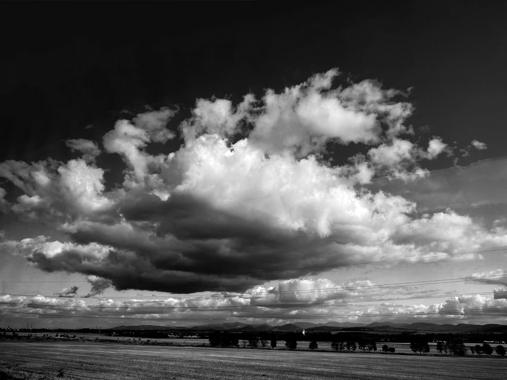 A huge cloud over the field