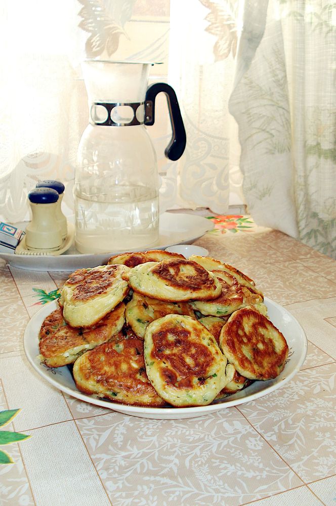 Оладьи с зеленым луком