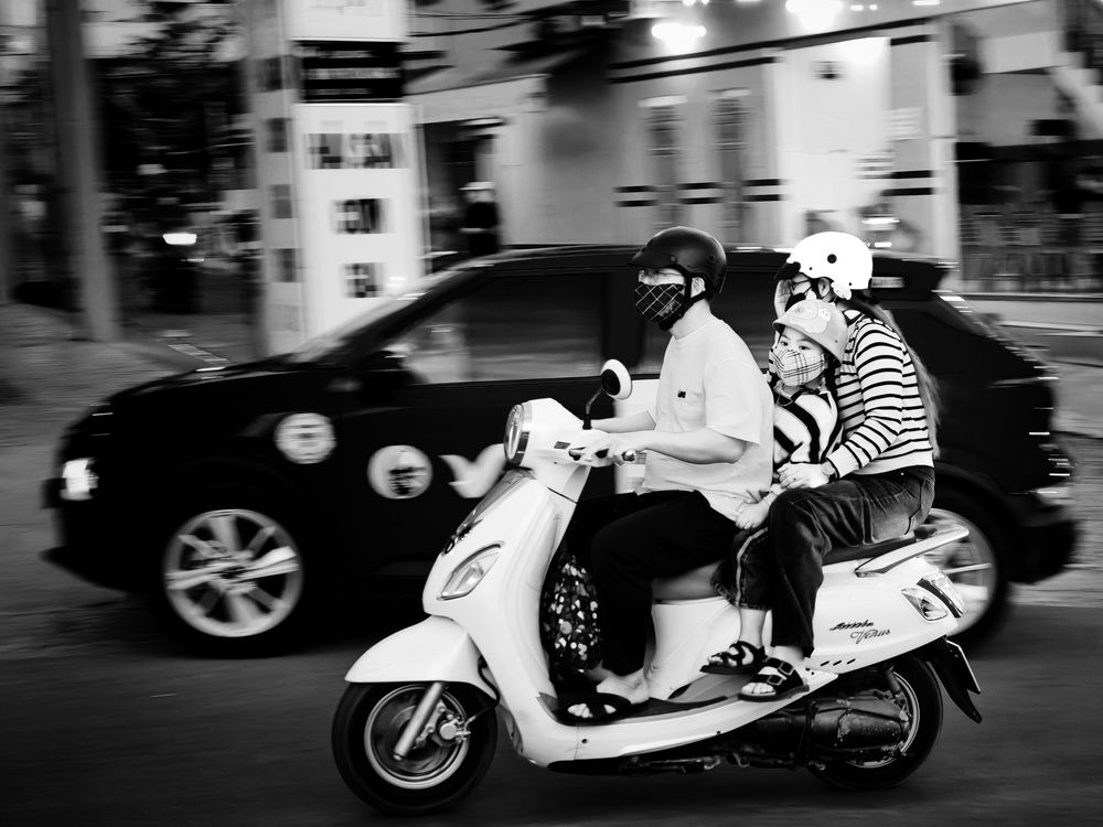 Family on a motorcycle
