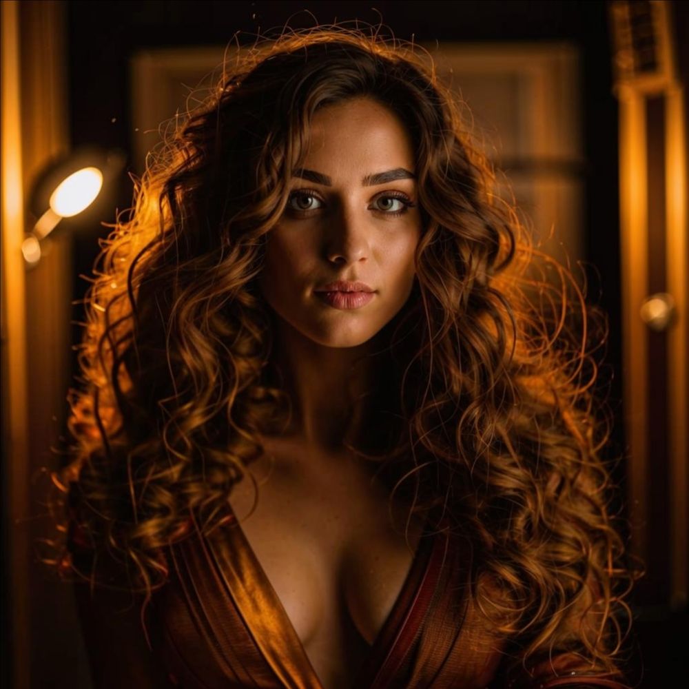 Beautiful woman with long curly hair