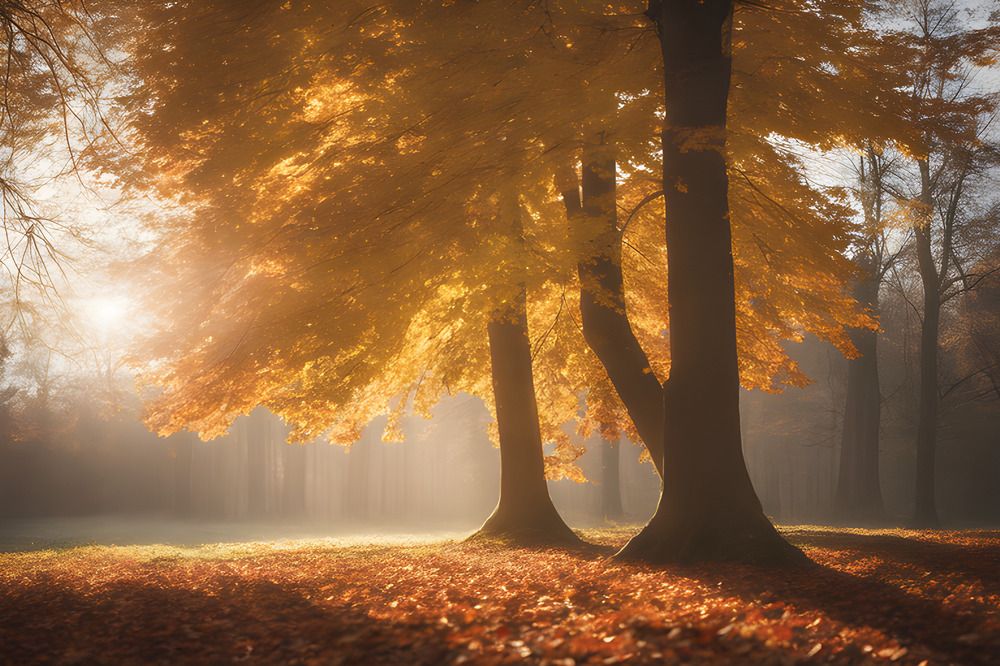 Осень, утро в парке