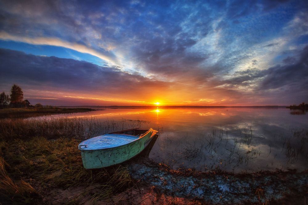 Закат на озере Пено