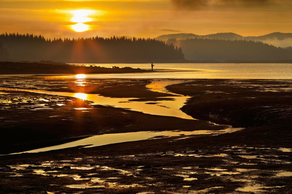 Fishing passions at sunset