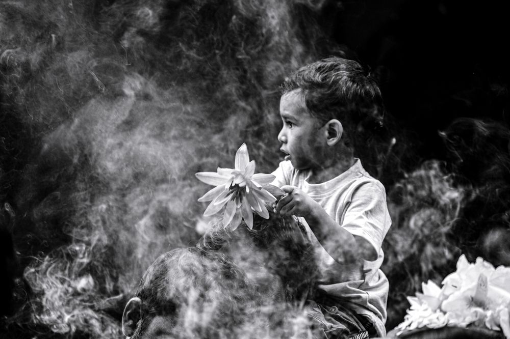 Child with Incense smoke