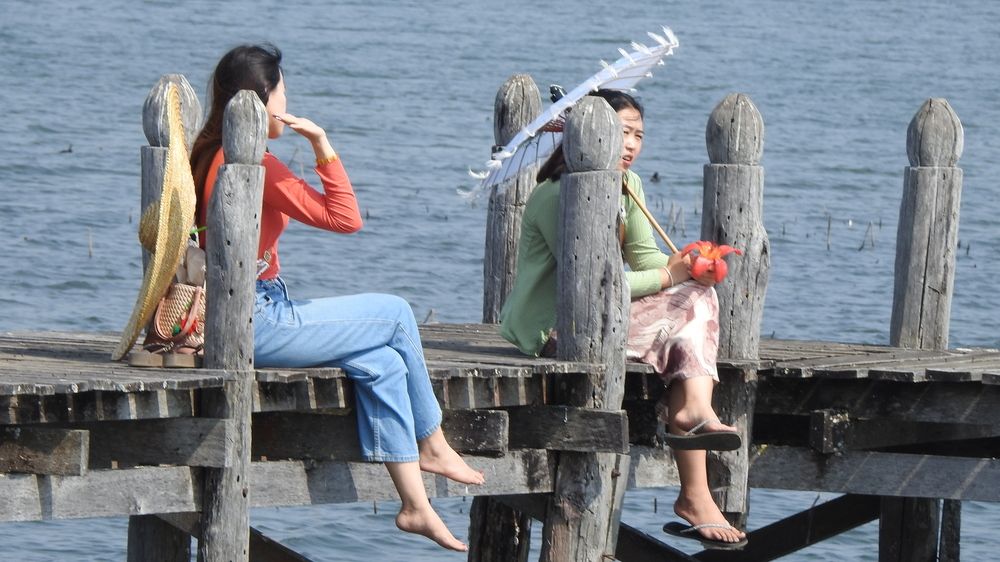Footpath bridge in Wetland lake