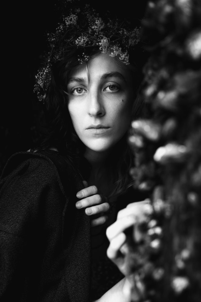 black-white female portrait