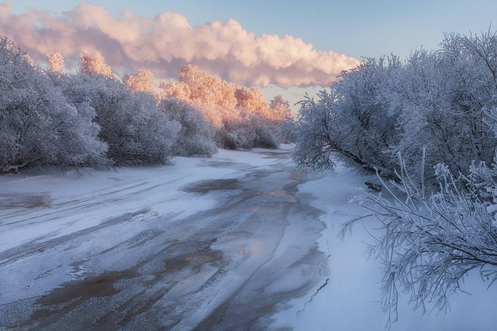 В дымно-розовом и синем