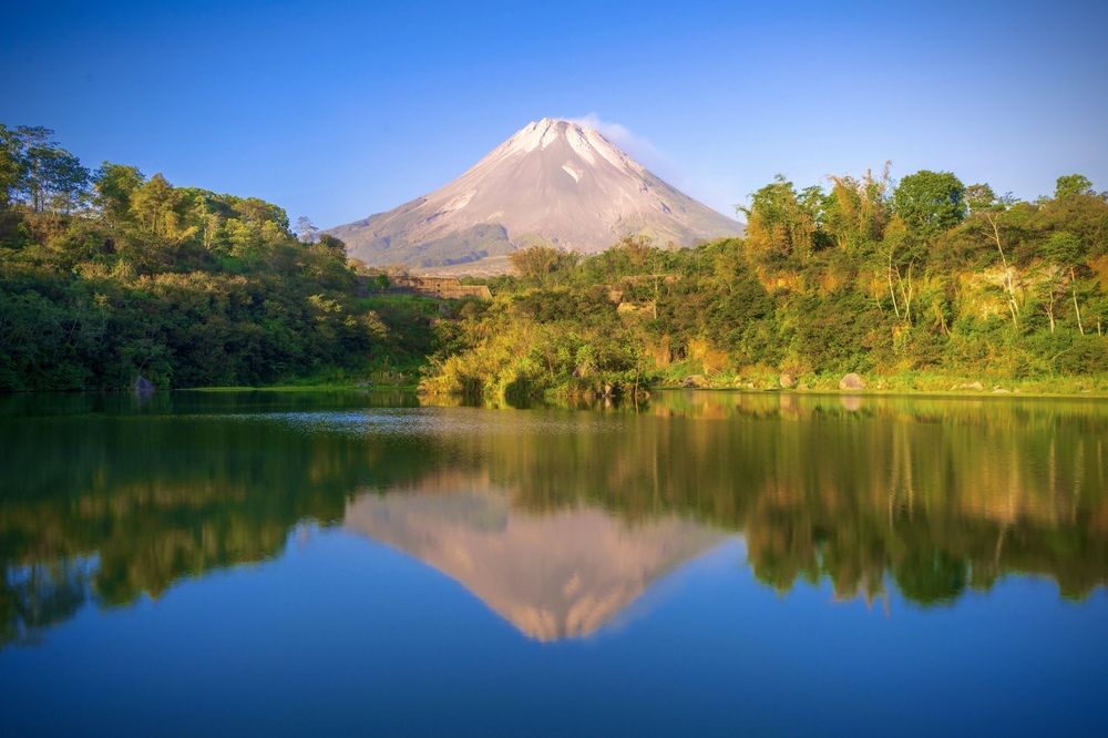 Merapi Volcano Mountain Reflection