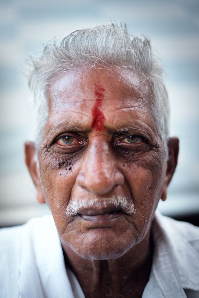 Portrait of a granduncle during an Indian wedding