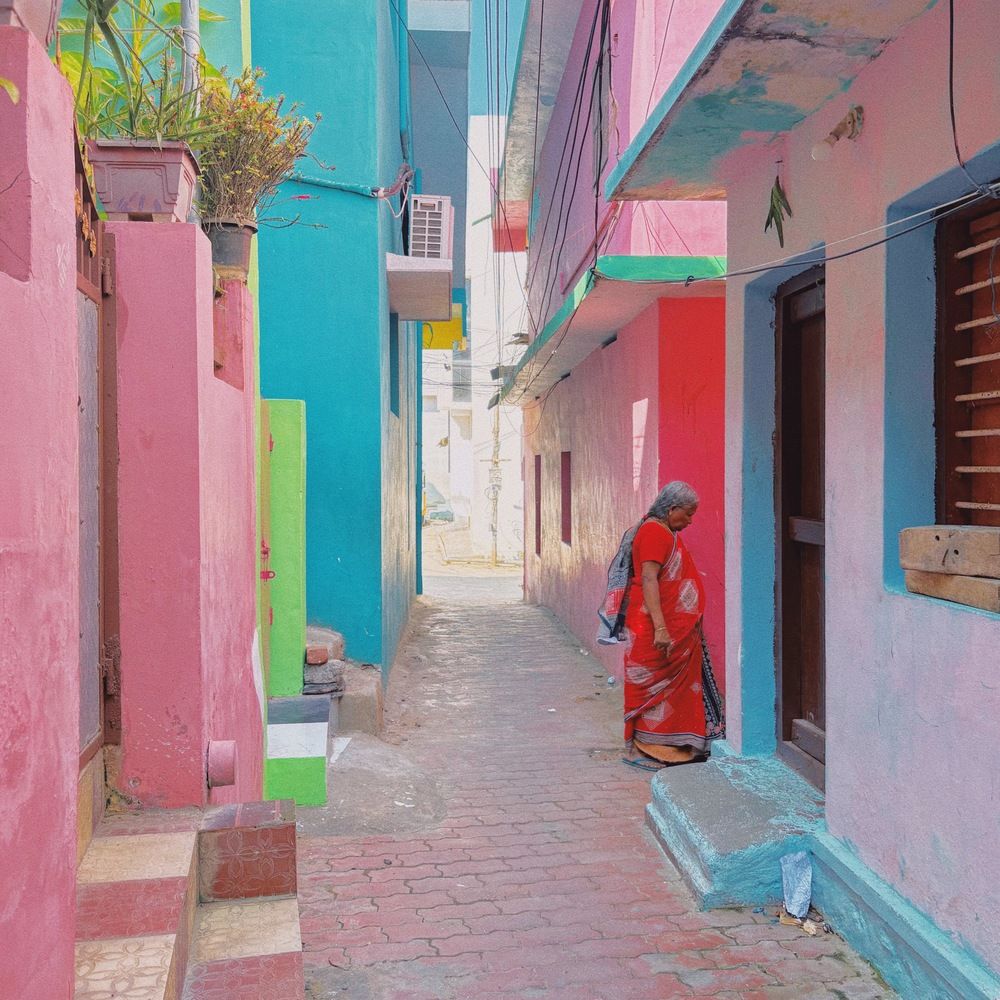 Disappearing in the narrow street