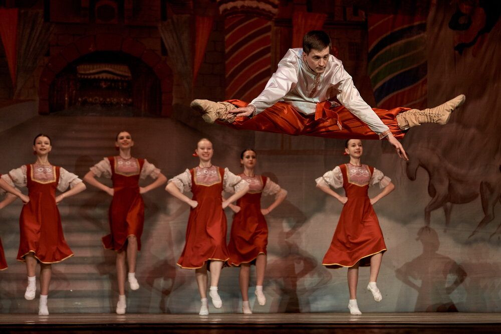 A ballet dancer performs a folk dance in The Nutcracker
