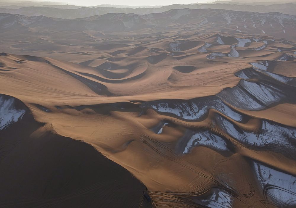 Taklamakan Desert with Snow
