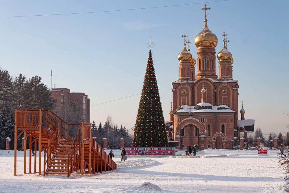 Городская площадь зимой