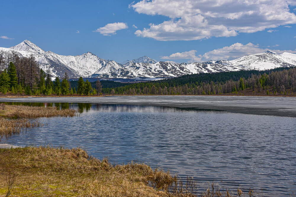 Mountain lake in spring