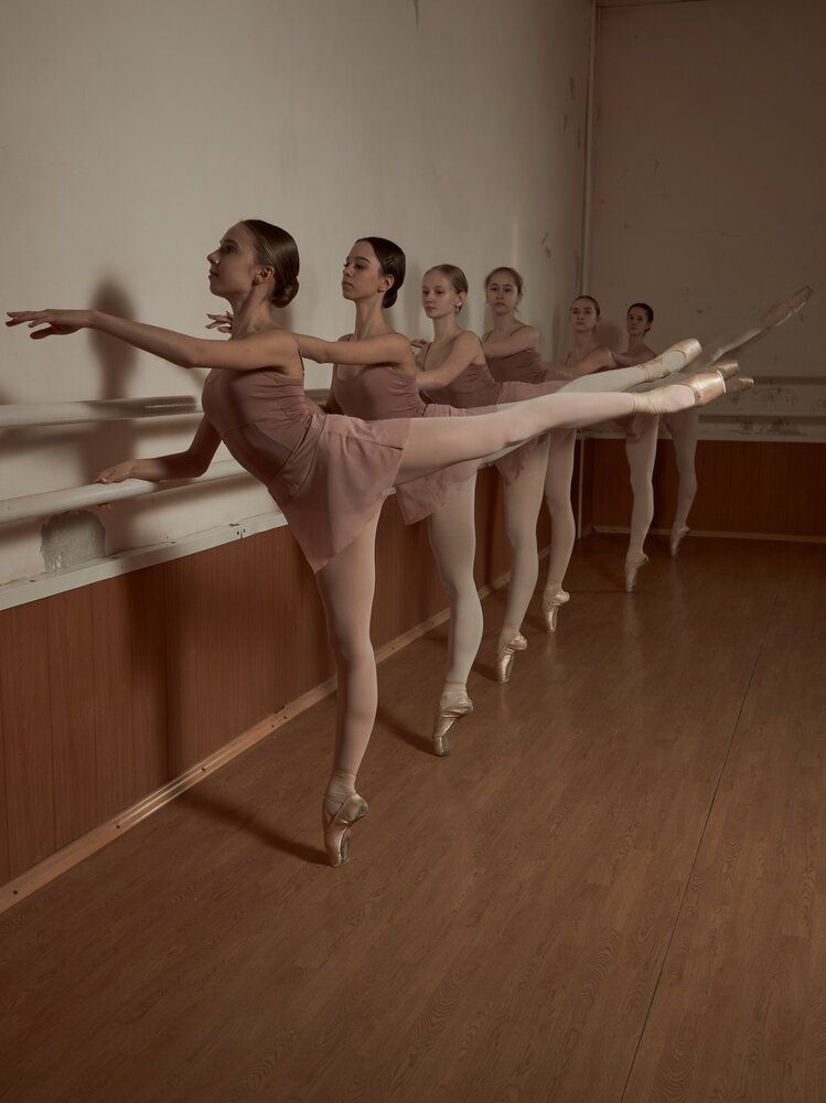 A class of young ballerinas at the choreographic school