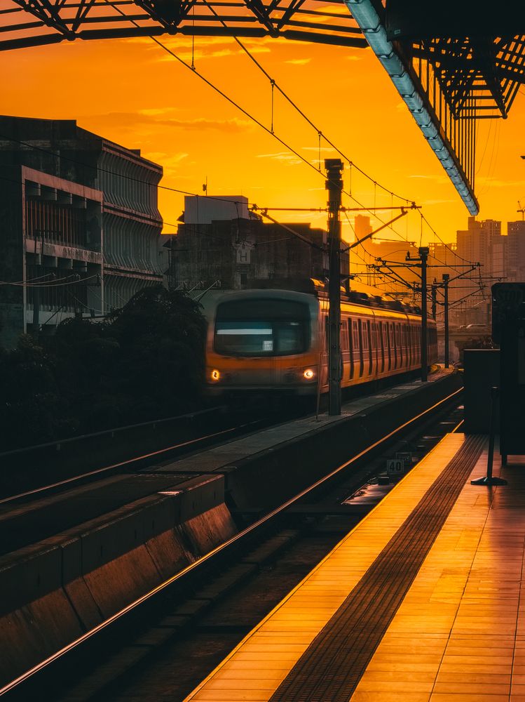 Golden hour train in the Philippines