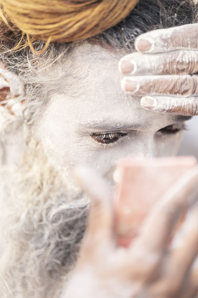 Naga Sadhu covered in ashes