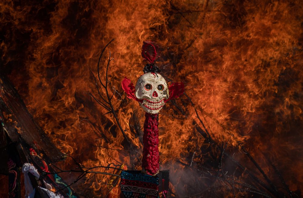 A Burning Tibetan Sculpture