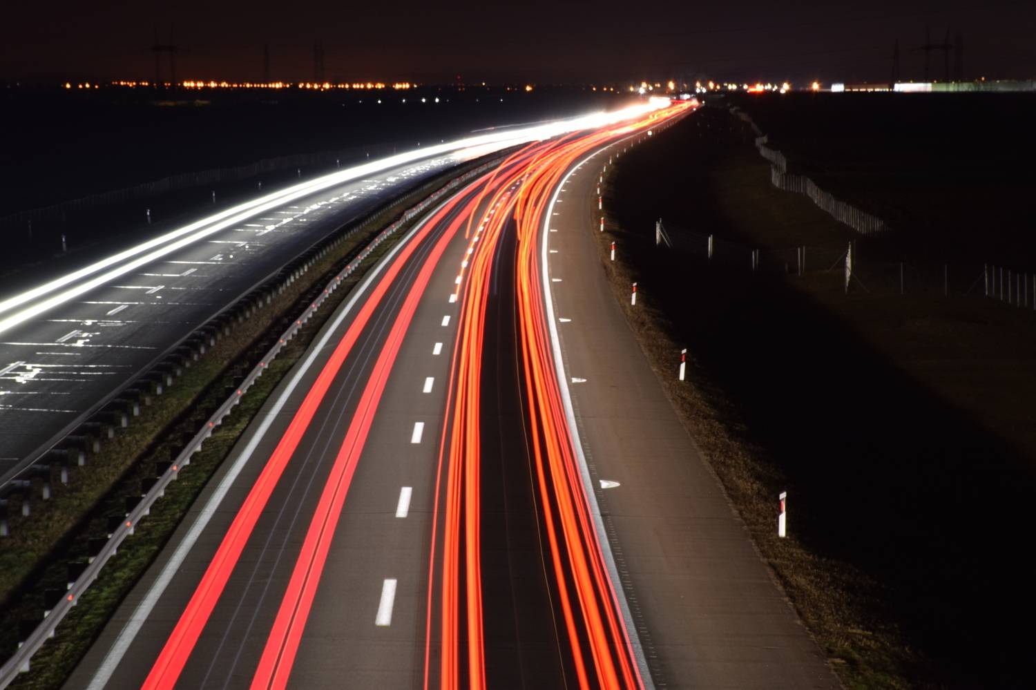 Highway in Serbia by night Highway in Serbia by night