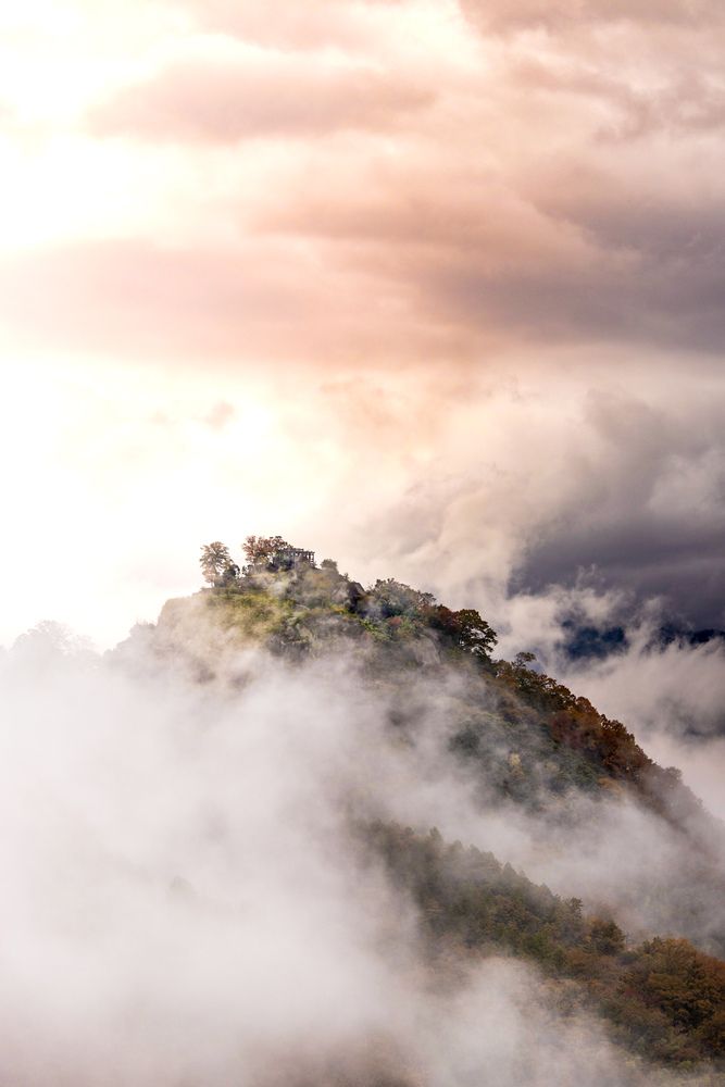 Castle ruins in the mist