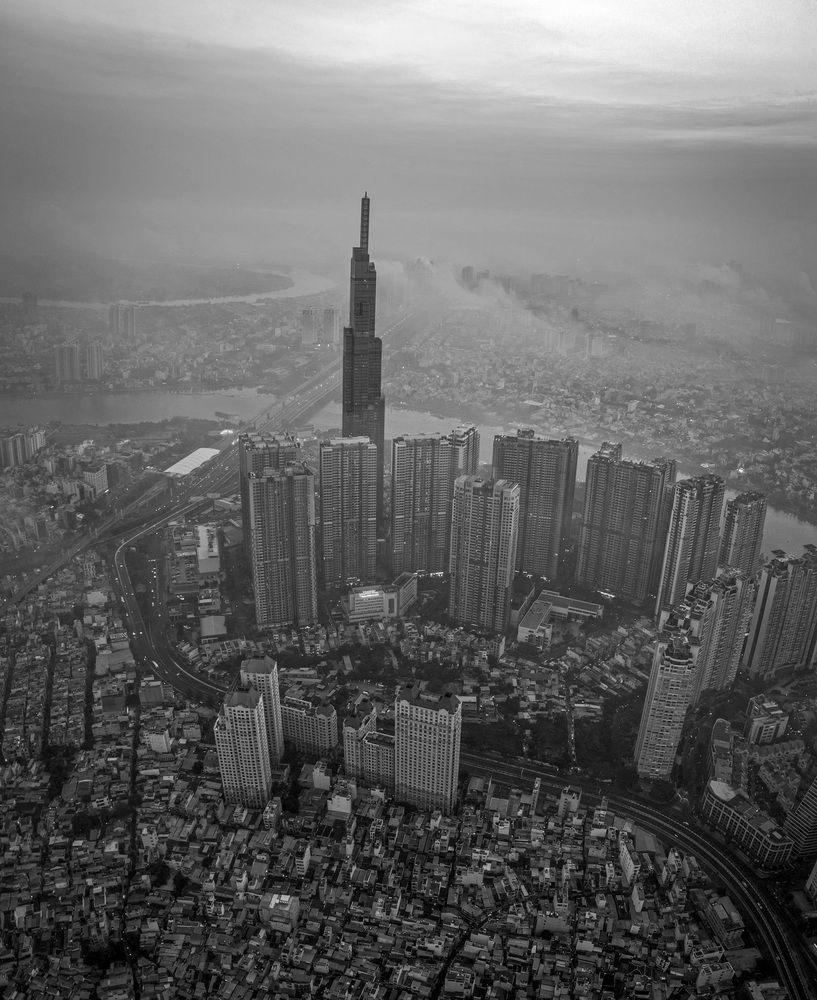 Metro station and Landmark 81 building from above