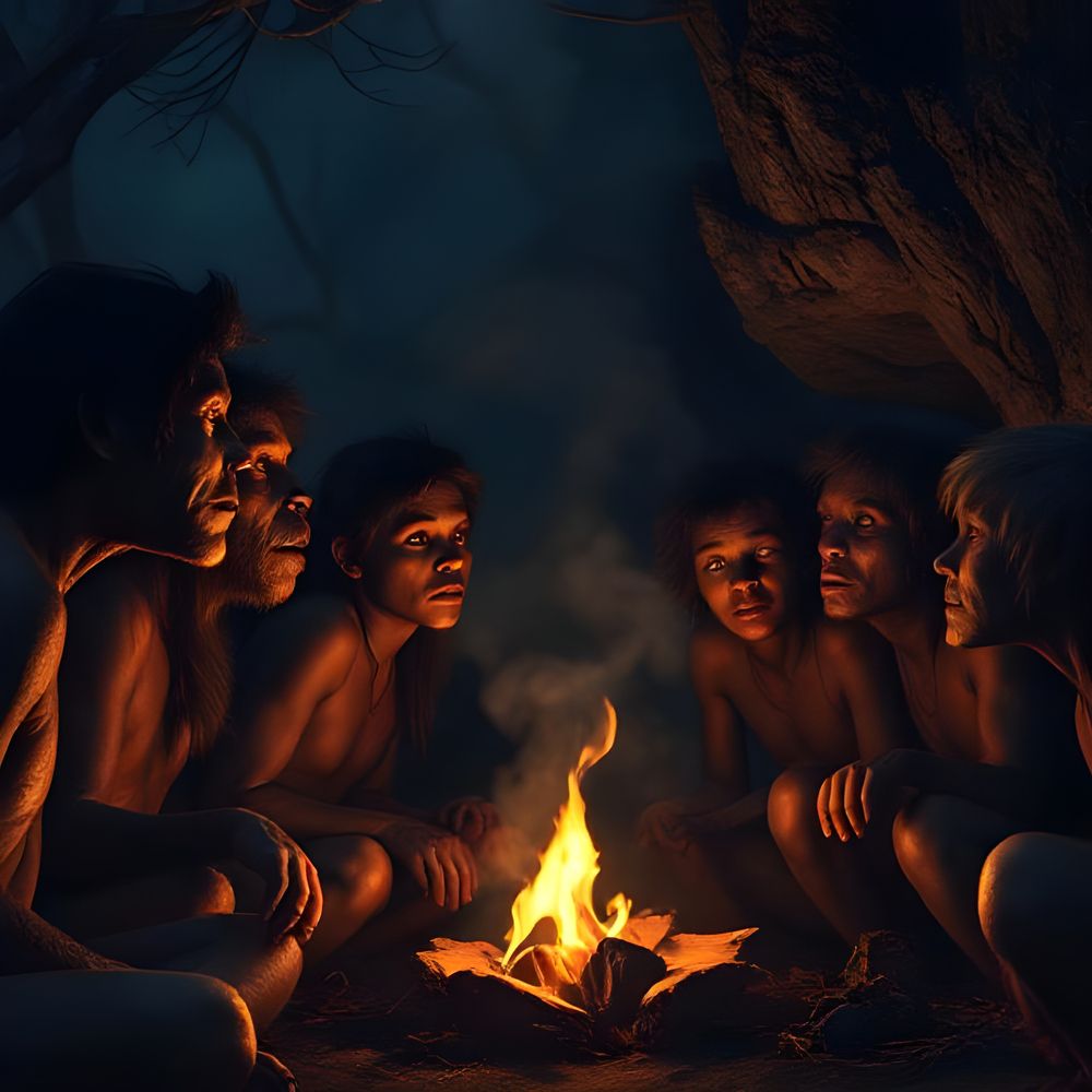 Early human with fire for the first time