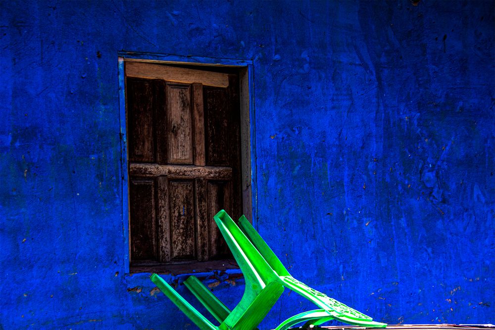 Verde sobre azul
