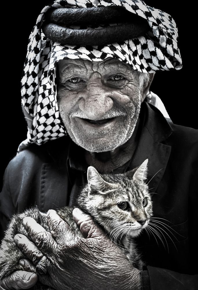 Old man and cat