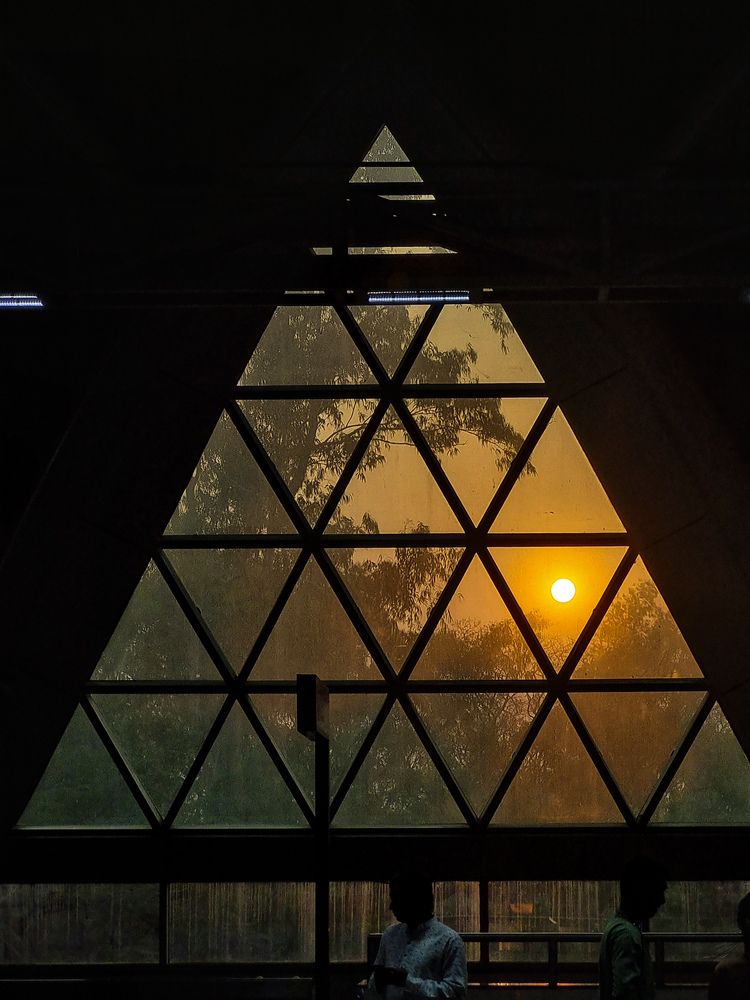 Golden Hour Through Geometric Glass