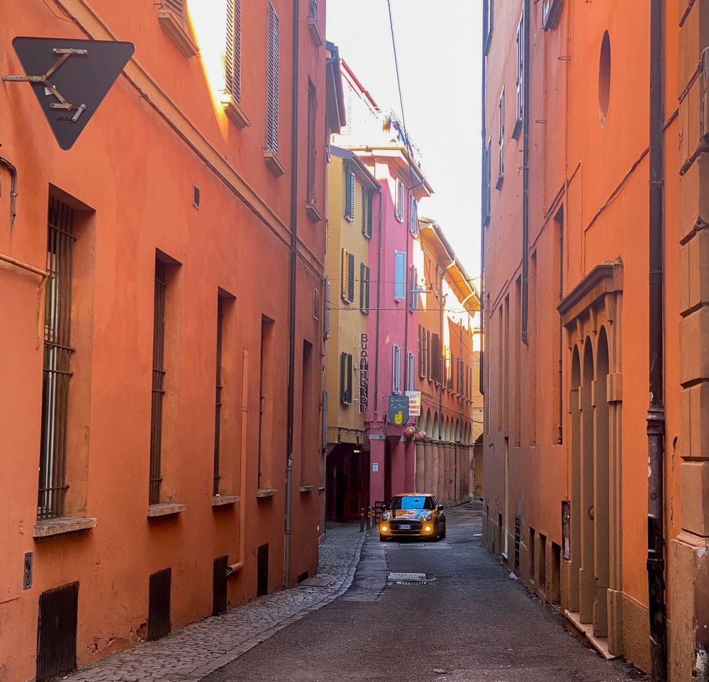 Car on a narrow city street